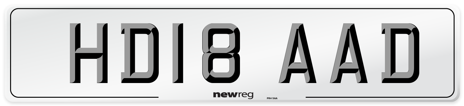 HD18 AAD Number Plate from New Reg